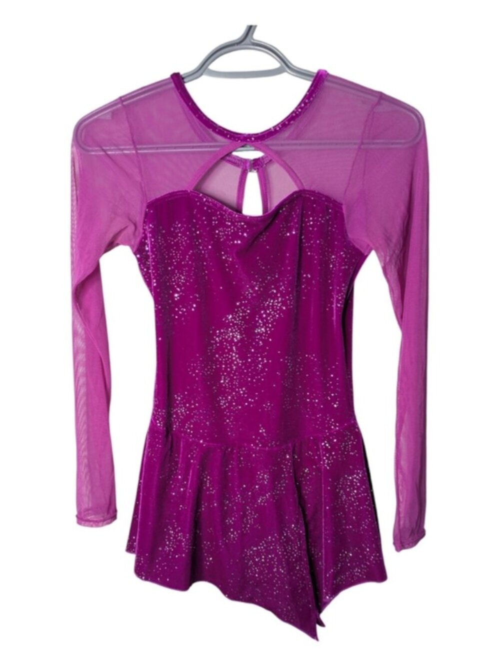 Mondor Figure Skating Dress Purple Grape Velvet Glitter Size S-P